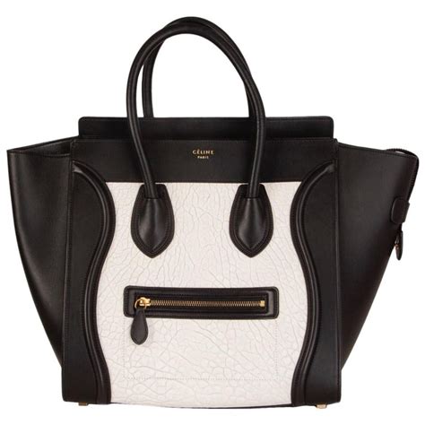 celine micro bag luggage black white|Celine shoulder luggage tote price.